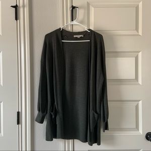 LOFT Green Open Front Balloon Sleeve Cardigan Sz M